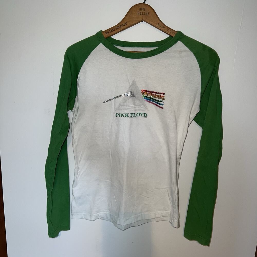 Anthill Rockware Shirt Jr. Womens Large (11/13) Pink Floyd Darkside Moon GREEN